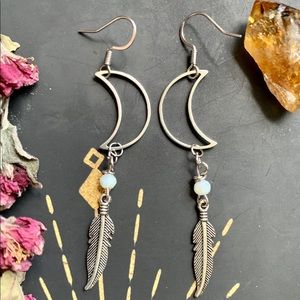 Magickal Moon & feather earrings